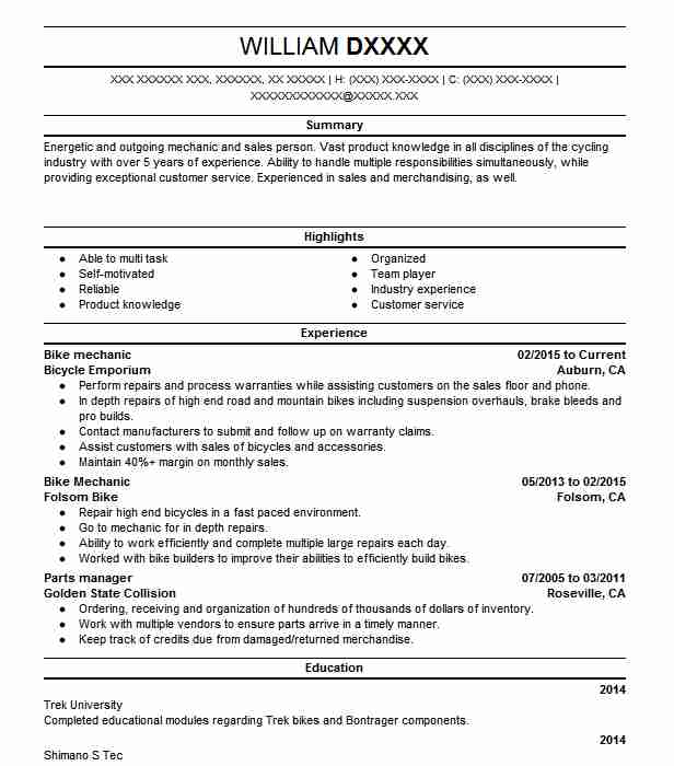 16+ Mechanic Resume Sample